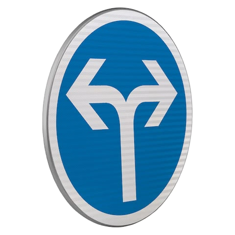 Panneau B21e — Directions obligatoires à la prochaine intersection : à droite ou à gauche — réf. SR-B21e